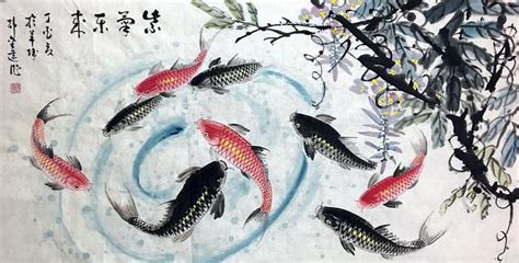 九鯉魚圖|九魚圖適合掛在哪裡？九魚圖寓意和風水禁忌